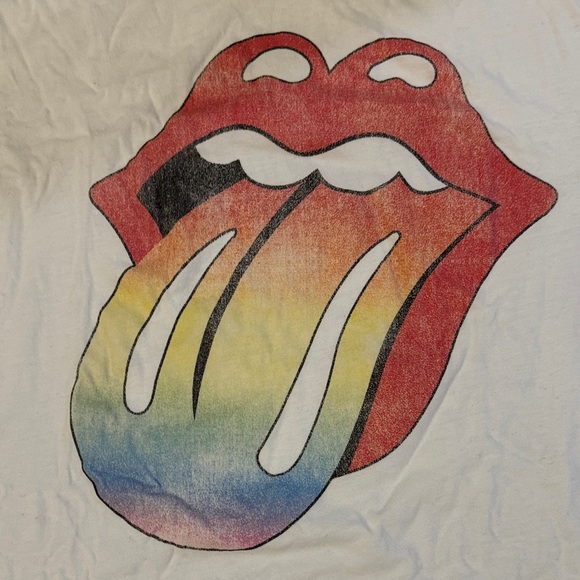 H&M White Tee with Rainbow Tongue Graphic | Small - Picture 2 of 5